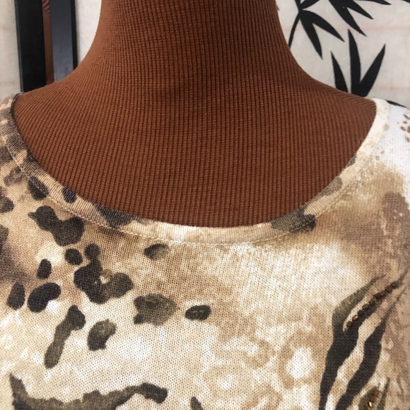Alfred Dunner Long Sleeve Sweater Scoop Neck Animal Print Tan Brown Size XL GUC - Picture 7 of 9